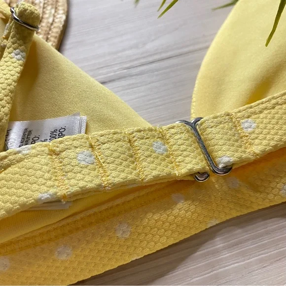Billabong x Salty Blonde โขโข Yellow Polka Dot Fixed Tri Bikini Top | Rise Bottoms - Picture 10 of 16